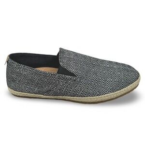Patara Men's Geometric Diamond Woven Slip On Espadrille Loafers Black White 11.5